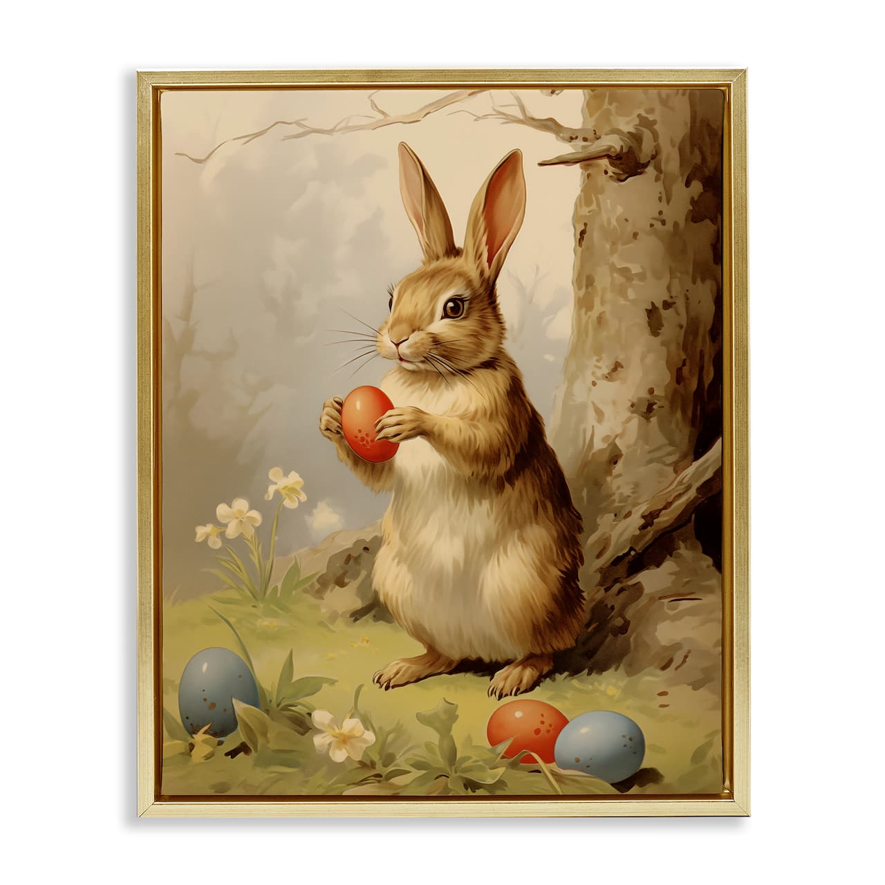 Stupell Industries Easter Bunny in Nature Floating Frame Wall Art